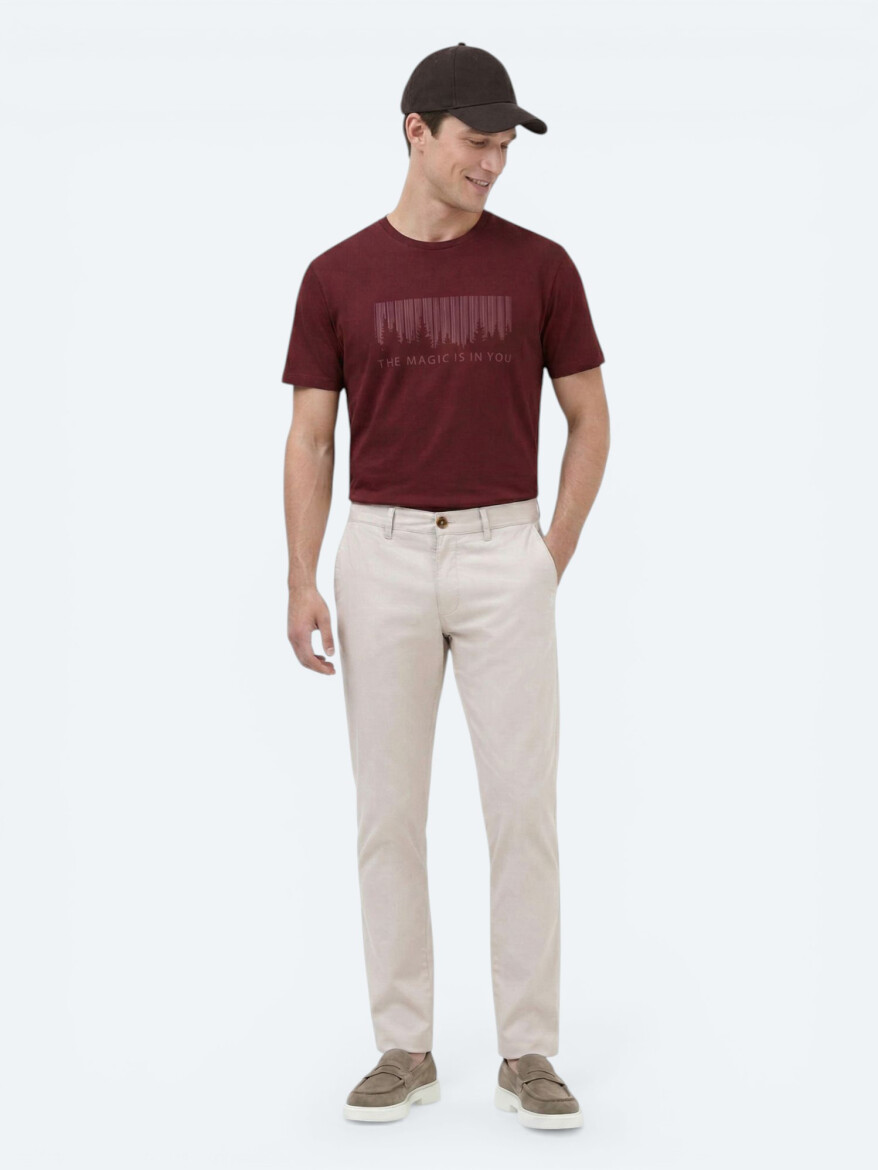 Taş Düz Dokuma Slim Fit Casual Pamuk Karışımlı Pantolon - 3