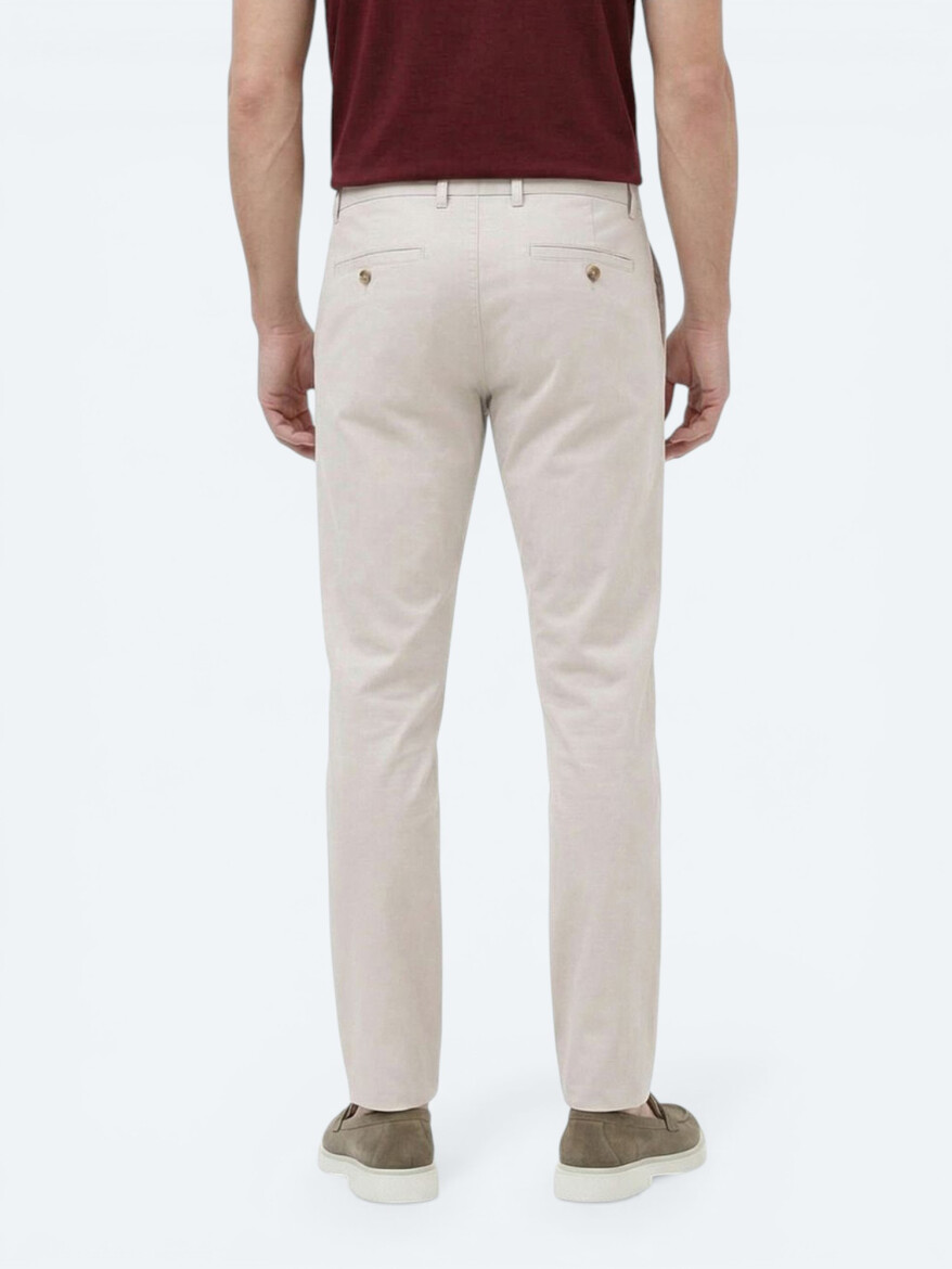 Taş Düz Dokuma Slim Fit Casual Pamuk Karışımlı Pantolon - 4