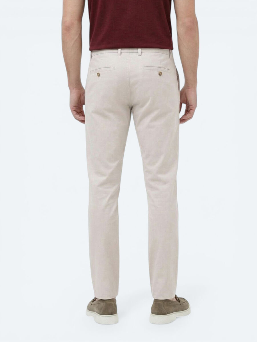 Taş Düz Dokuma Slim Fit Casual Pamuk Karışımlı Pantolon - 4