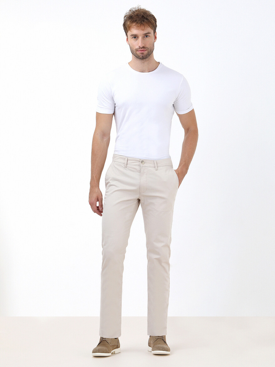 Taş Düz Dokuma Slim Fit Casual Pamuk Karışımlı Pantolon - 2