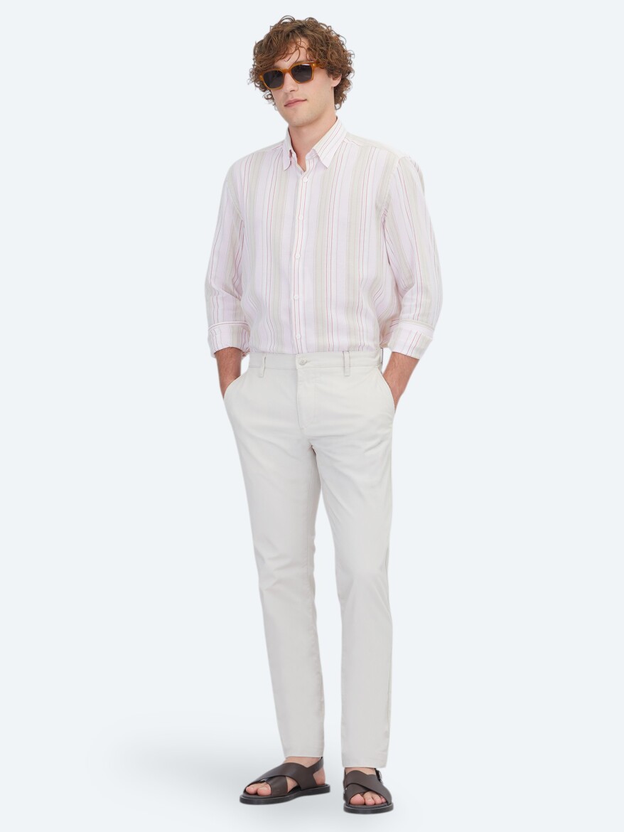 Taş Düz Dokuma Slim Fit Casual Pantolon - 1