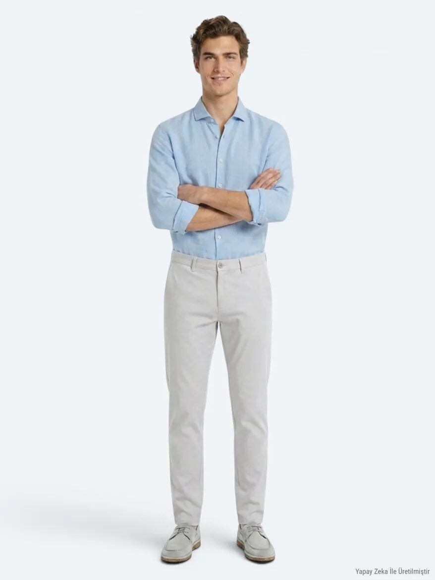 Taş Düz Dokuma Slim Fit Casual Pantolon - 4