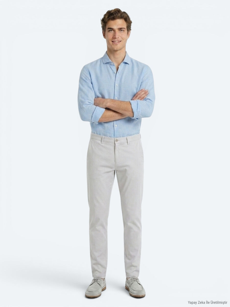 Taş Düz Dokuma Slim Fit Casual Pantolon - 4