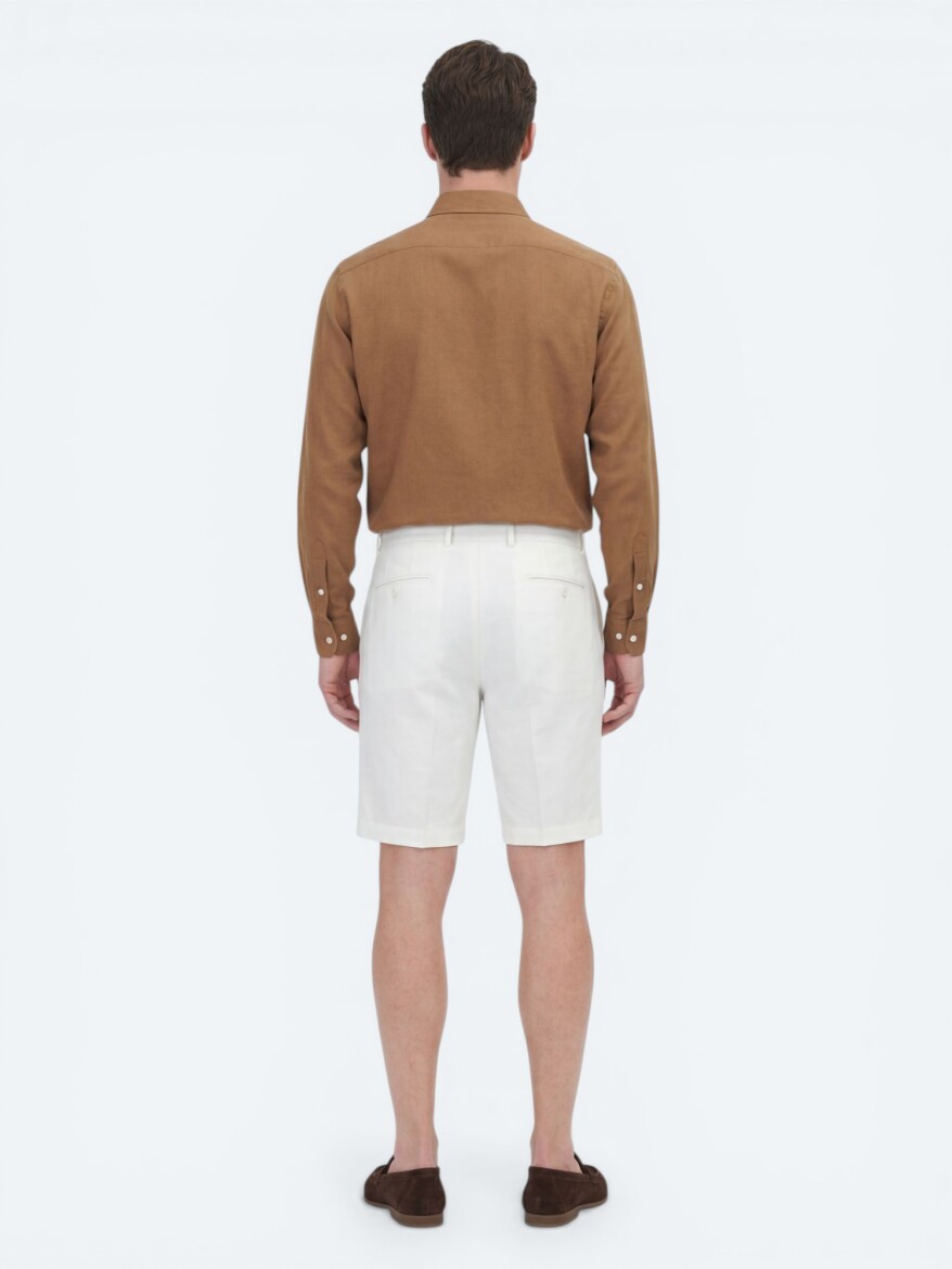 Taş Düz Kumaş Jogging Fit Casual Pamuk Karışımlı Bermuda - 5