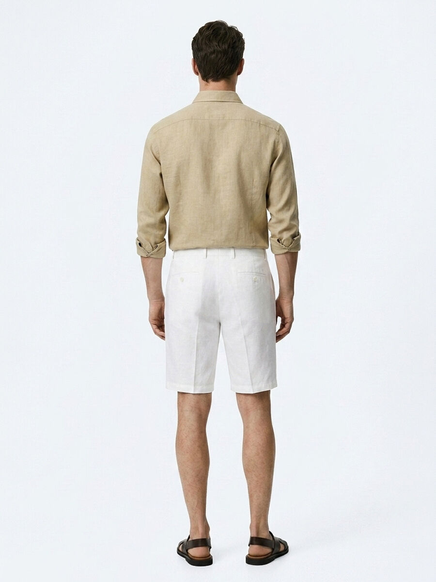 Taş Düz Kumaş Jogging Fit Casual Pamuk Karışımlı Bermuda - 5