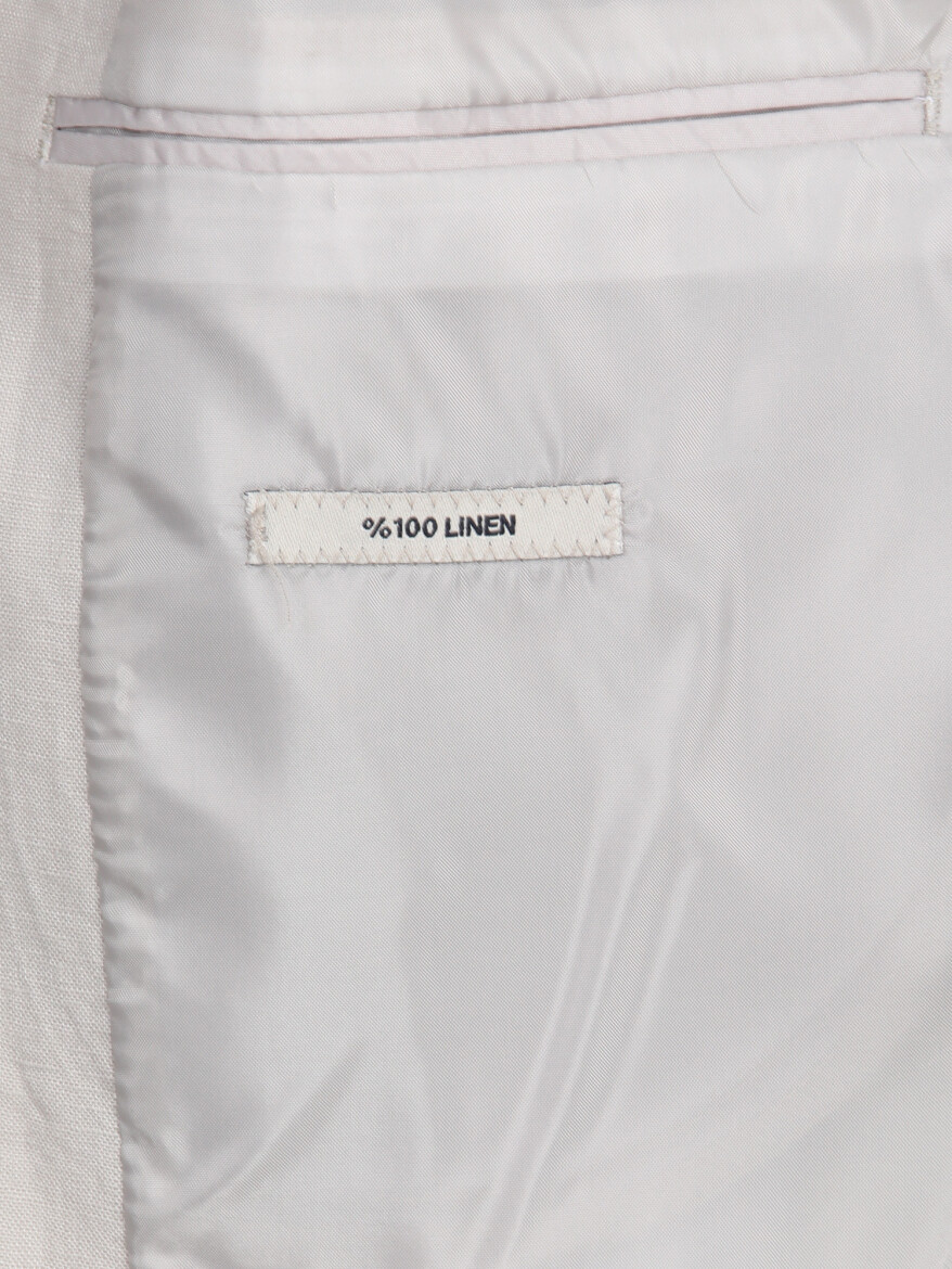 Taş Düz Modern Fit %100 Keten Ceket - 10
