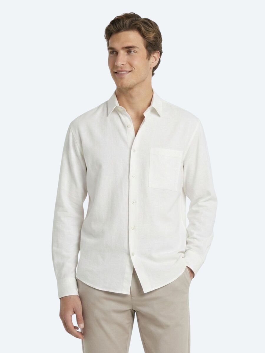 Taş Düz Oversize Fit Uzun Dokuma Casual Gömlek - 1
