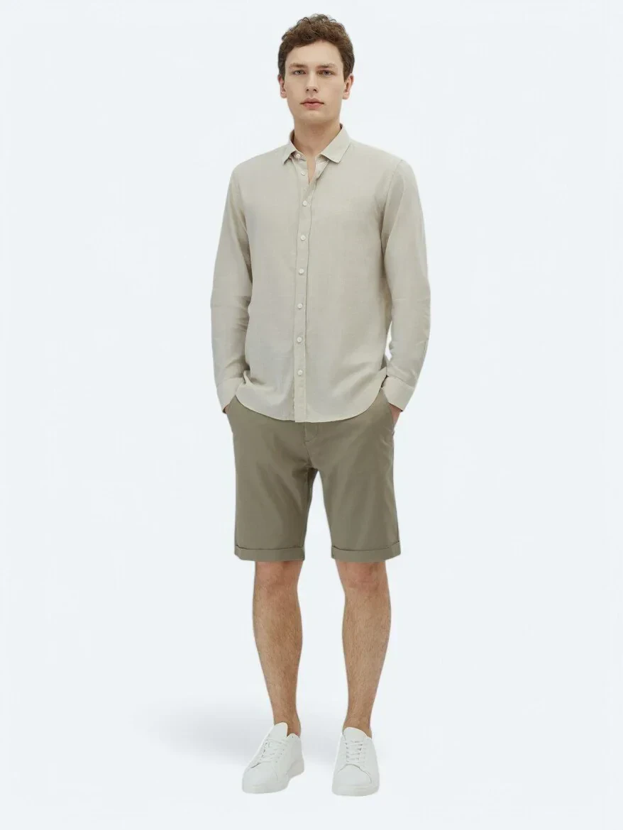 Taş Düz Regular Fit Dokuma Casual %100 Pamuk Gömlek - 2