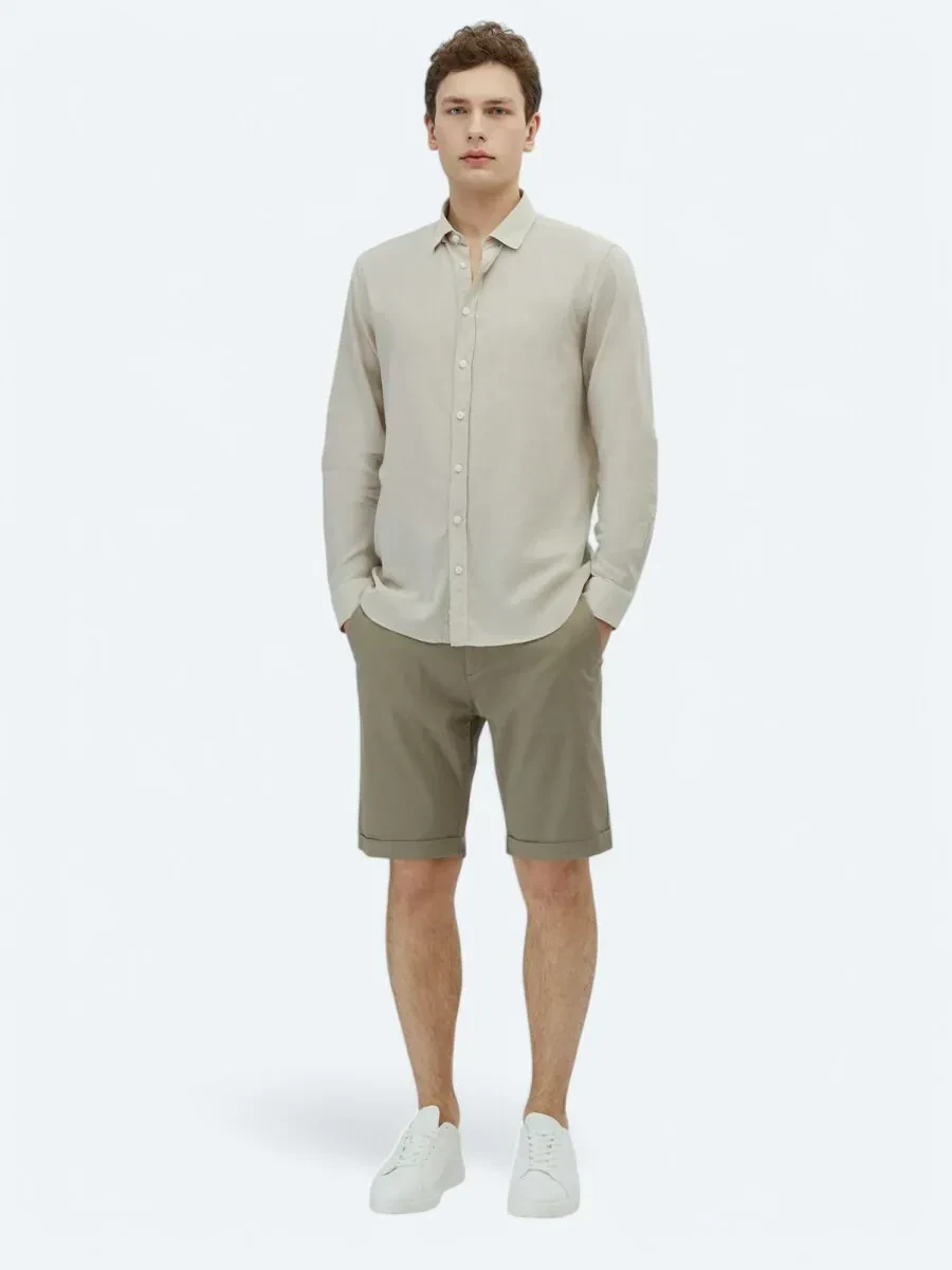 Taş Düz Regular Fit Dokuma Casual %100 Pamuk Gömlek - 2