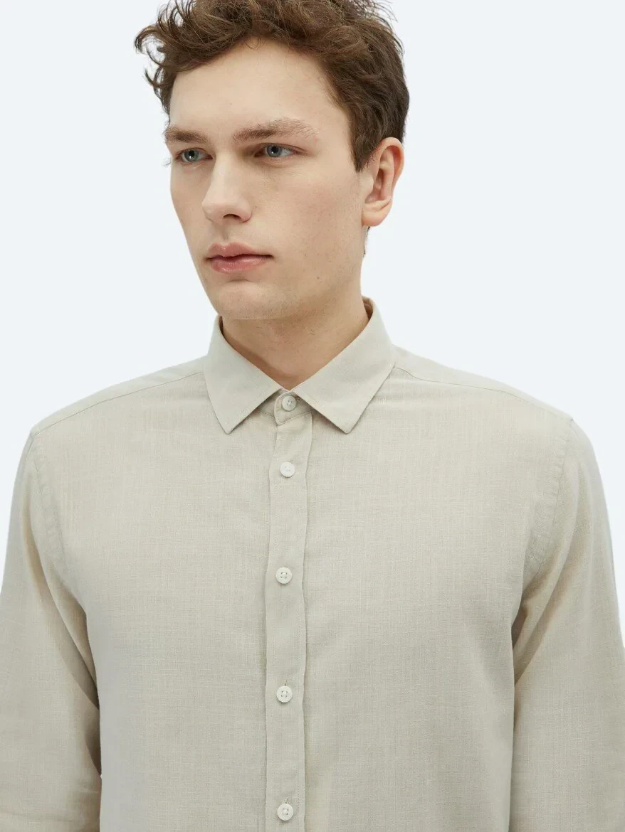 Taş Düz Regular Fit Dokuma Casual %100 Pamuk Gömlek 