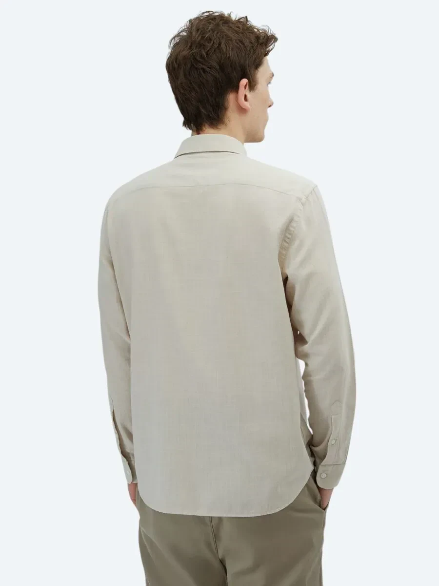 Taş Düz Regular Fit Dokuma Casual %100 Pamuk Gömlek - 6