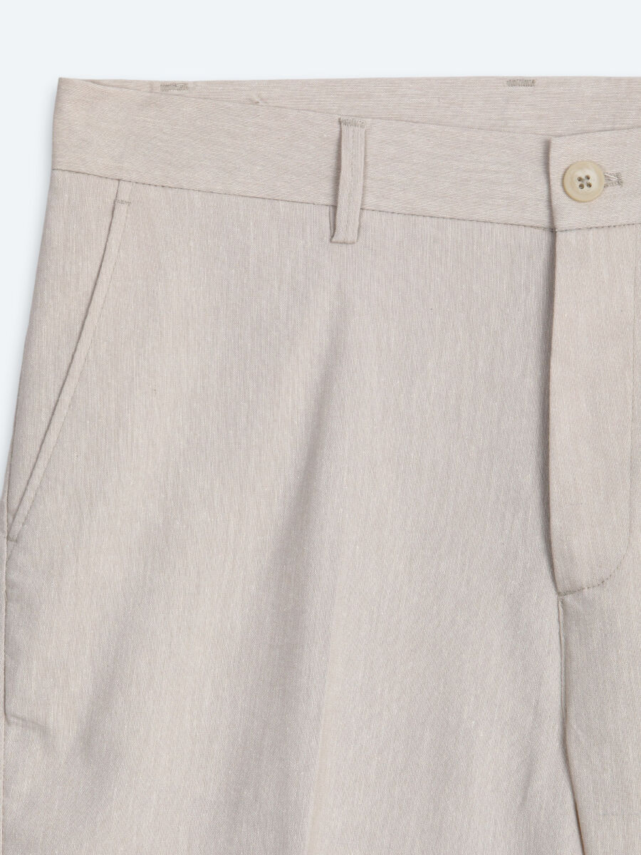 Taş Kumaş Relaxed Fit Casual Keten Karışımlı Pantolon - 7