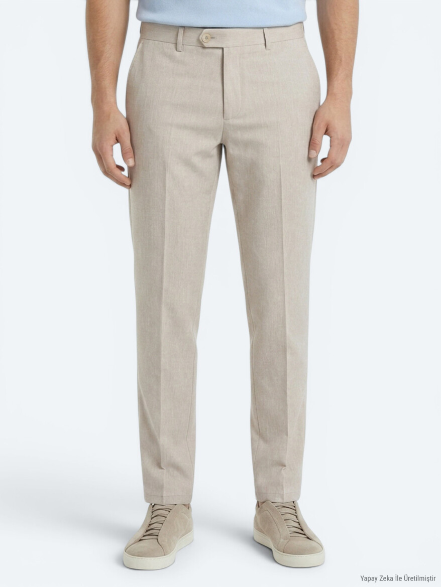 Taş Kumaş Relaxed Fit Casual Keten Karışımlı Pantolon - 4