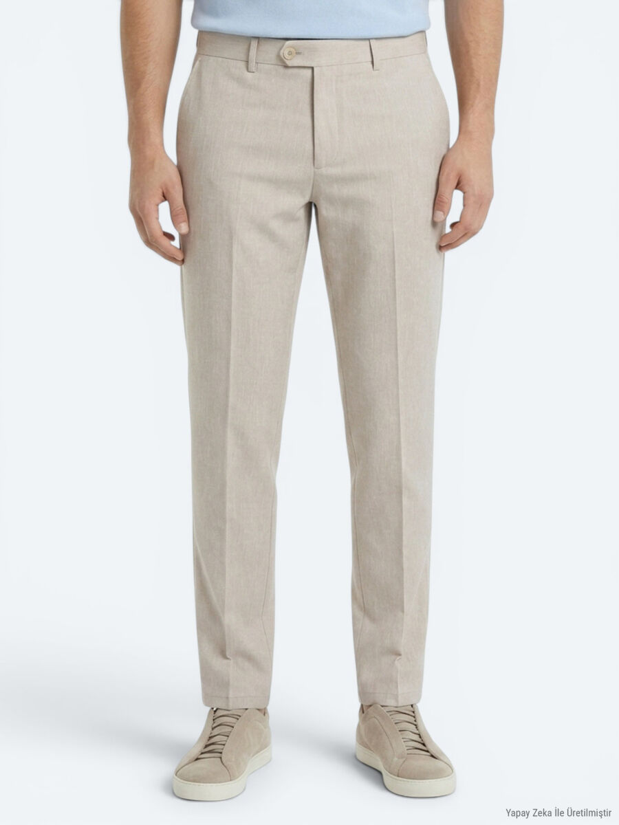 Taş Kumaş Relaxed Fit Casual Keten Karışımlı Pantolon - 4