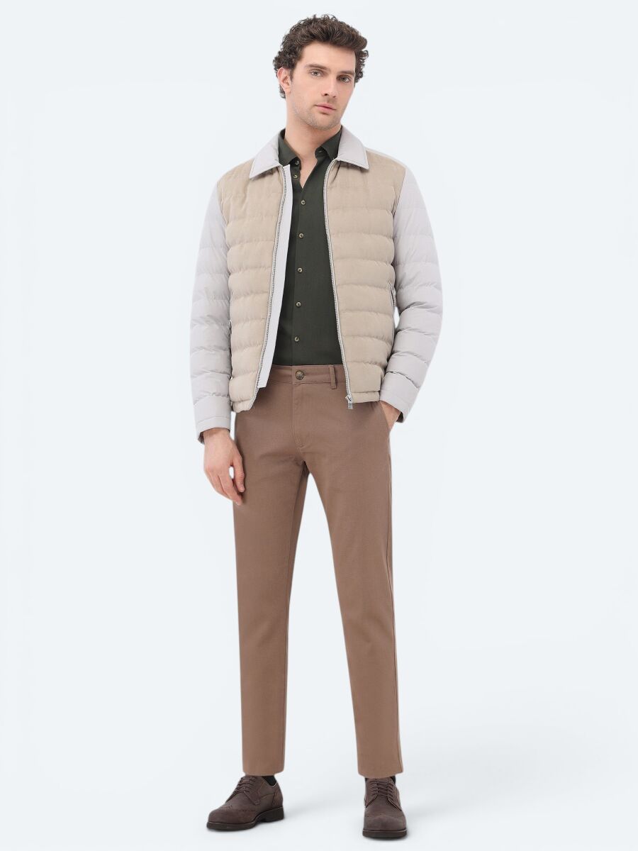 Taş Regular Fit Bebe Yaka Casual Dokuma Mont - 3