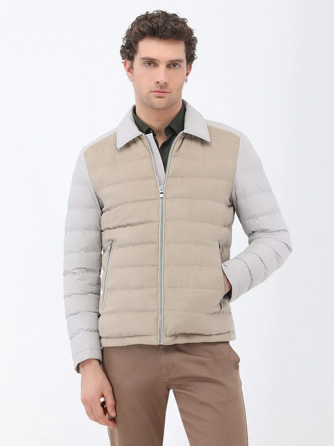 Taş Regular Fit Bebe Yaka Casual Dokuma Mont - 1