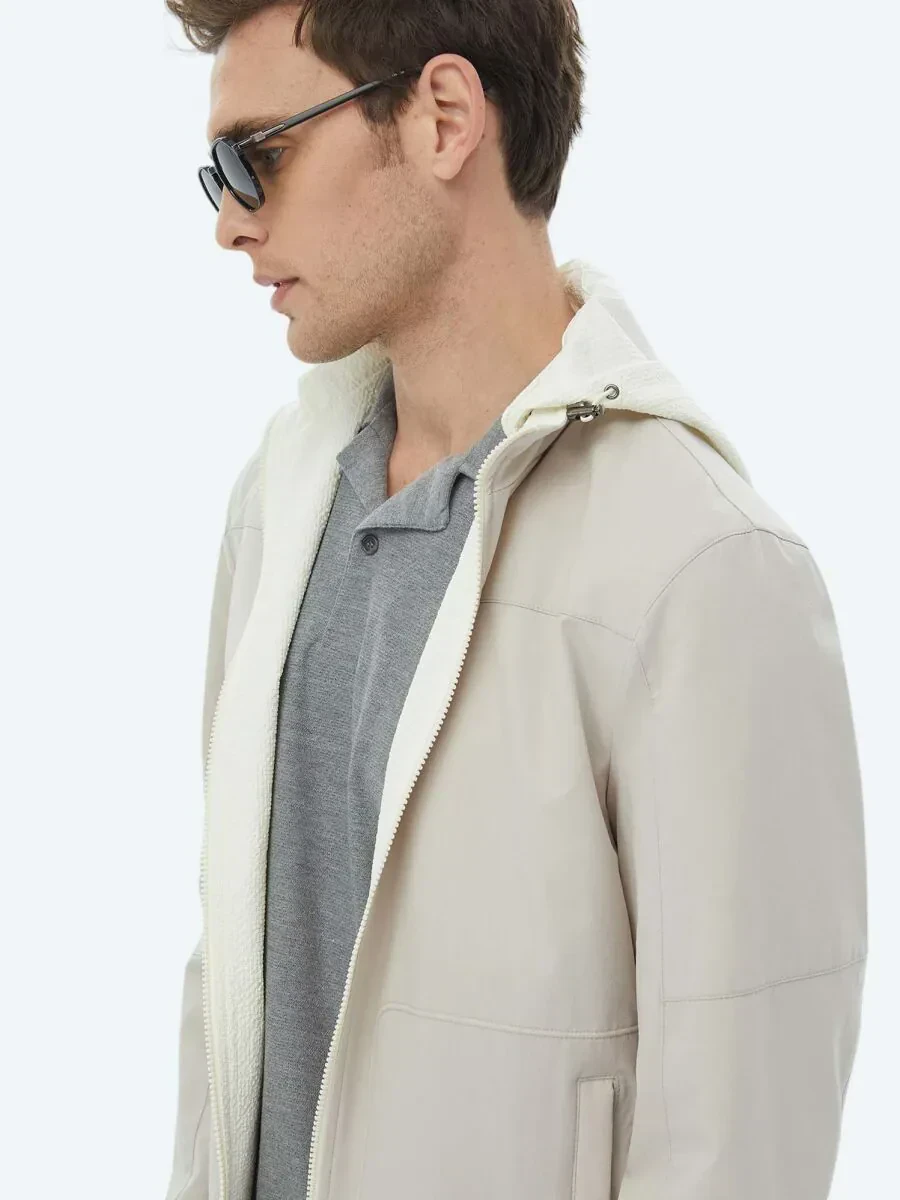 Taş Regular Fit Dik Yaka Casual Dokuma Çift Taraflı Mont - 3