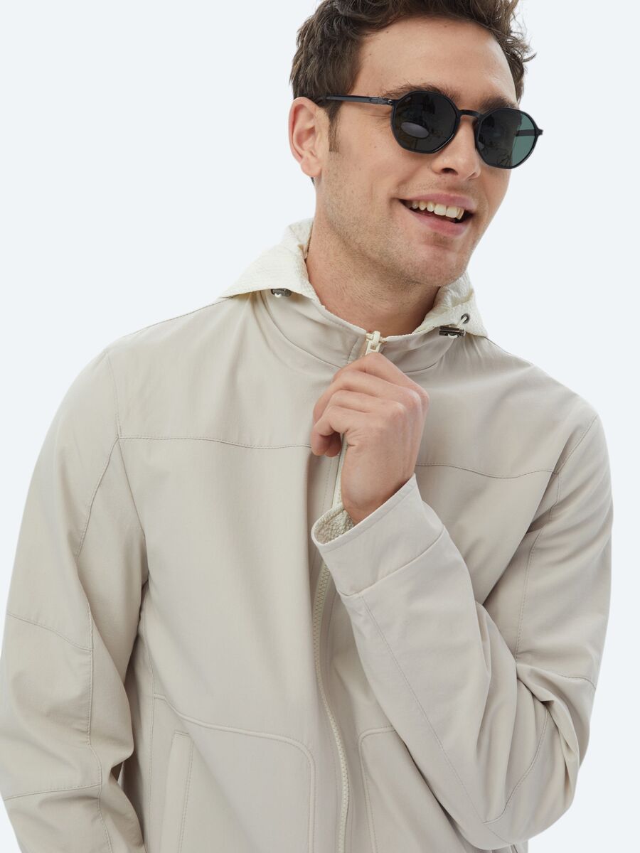 Taş Regular Fit Dik Yaka Casual Dokuma Çift Taraflı Mont - 1