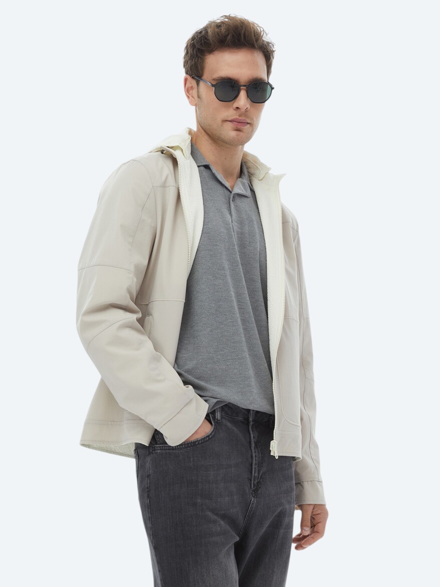 Taş Regular Fit Dik Yaka Casual Dokuma Çift Taraflı Mont - 7