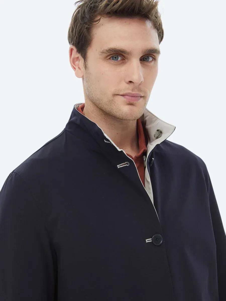 Taş Regular Fit Dik Yaka Casual Dokuma Çift Taraflı Pardesü - 12