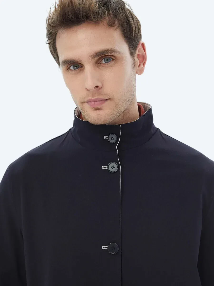 Taş Regular Fit Dik Yaka Casual Dokuma Çift Taraflı Pardesü - 13