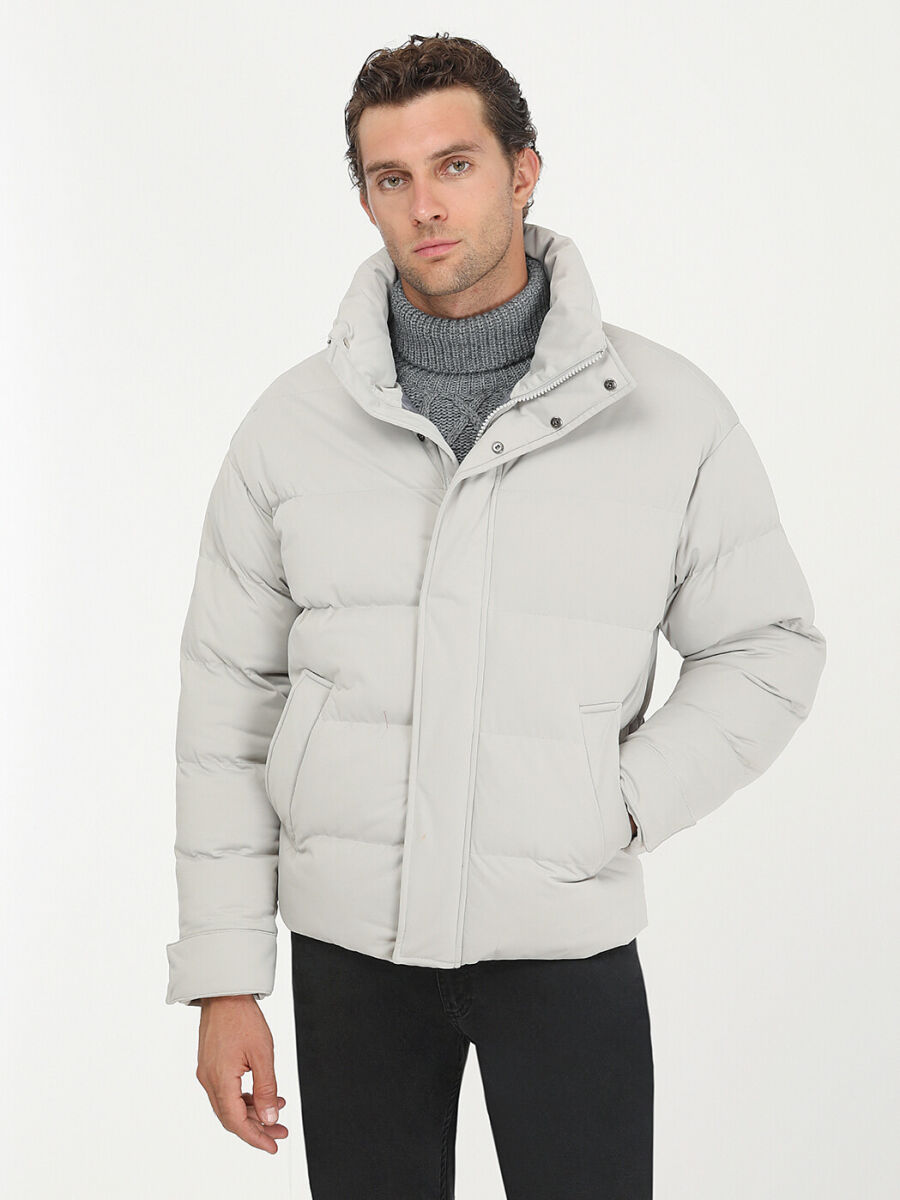 Taş Regular Fit Dik Yaka Casual Dokuma Mont - 1