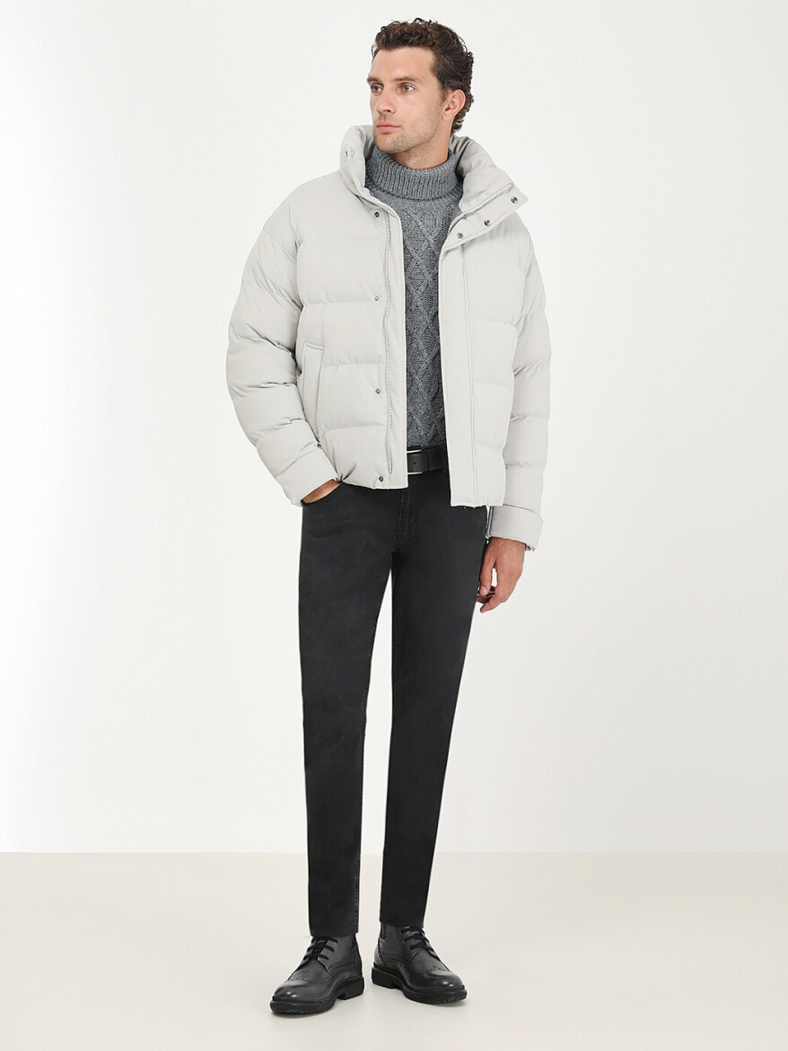 Taş Regular Fit Dik Yaka Casual Dokuma Mont - 2