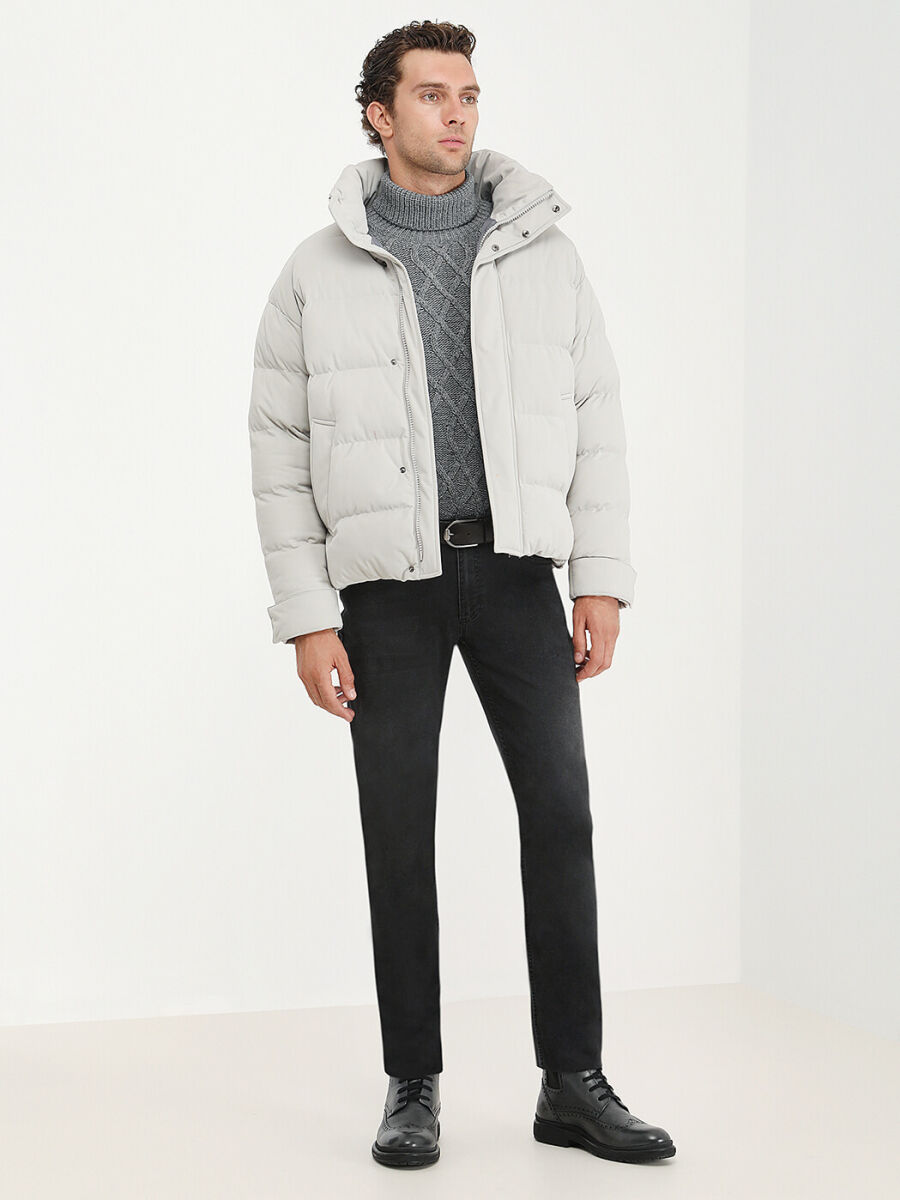 Taş Regular Fit Dik Yaka Casual Dokuma Mont - 3