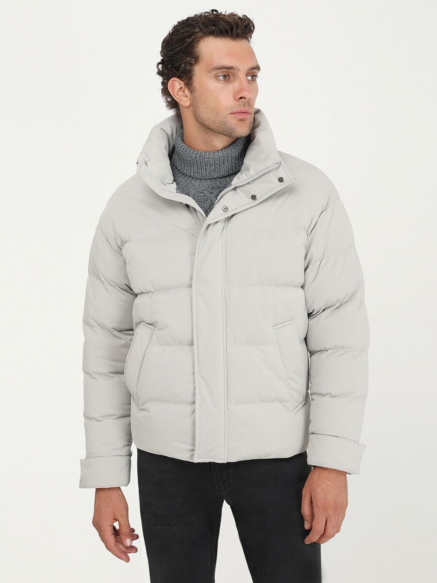 Taş Regular Fit Dik Yaka Casual Dokuma Mont - 5