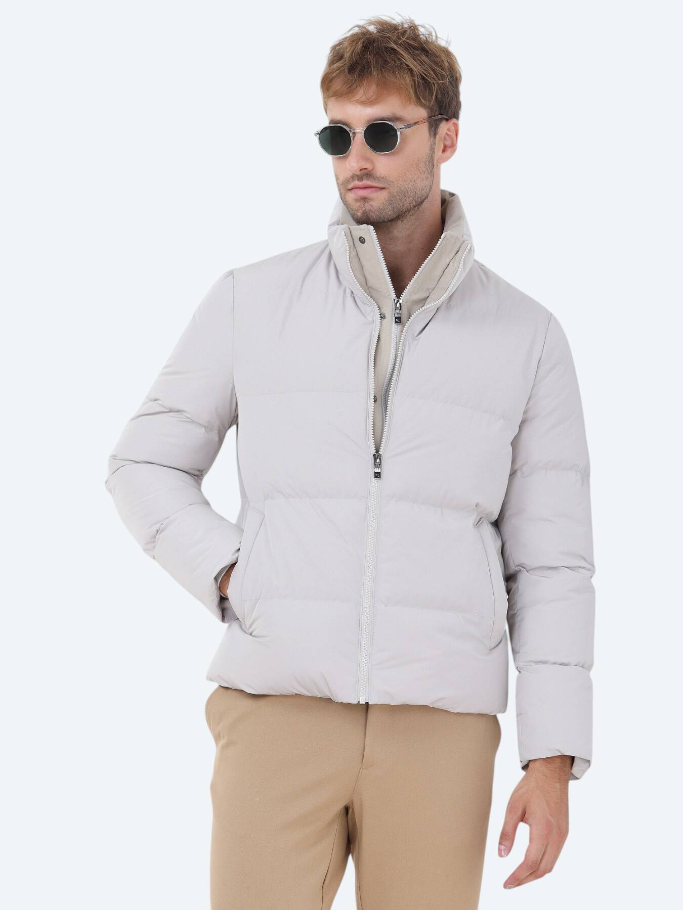 Taş Regular Fit Dik Yaka Casual Dokuma Mont