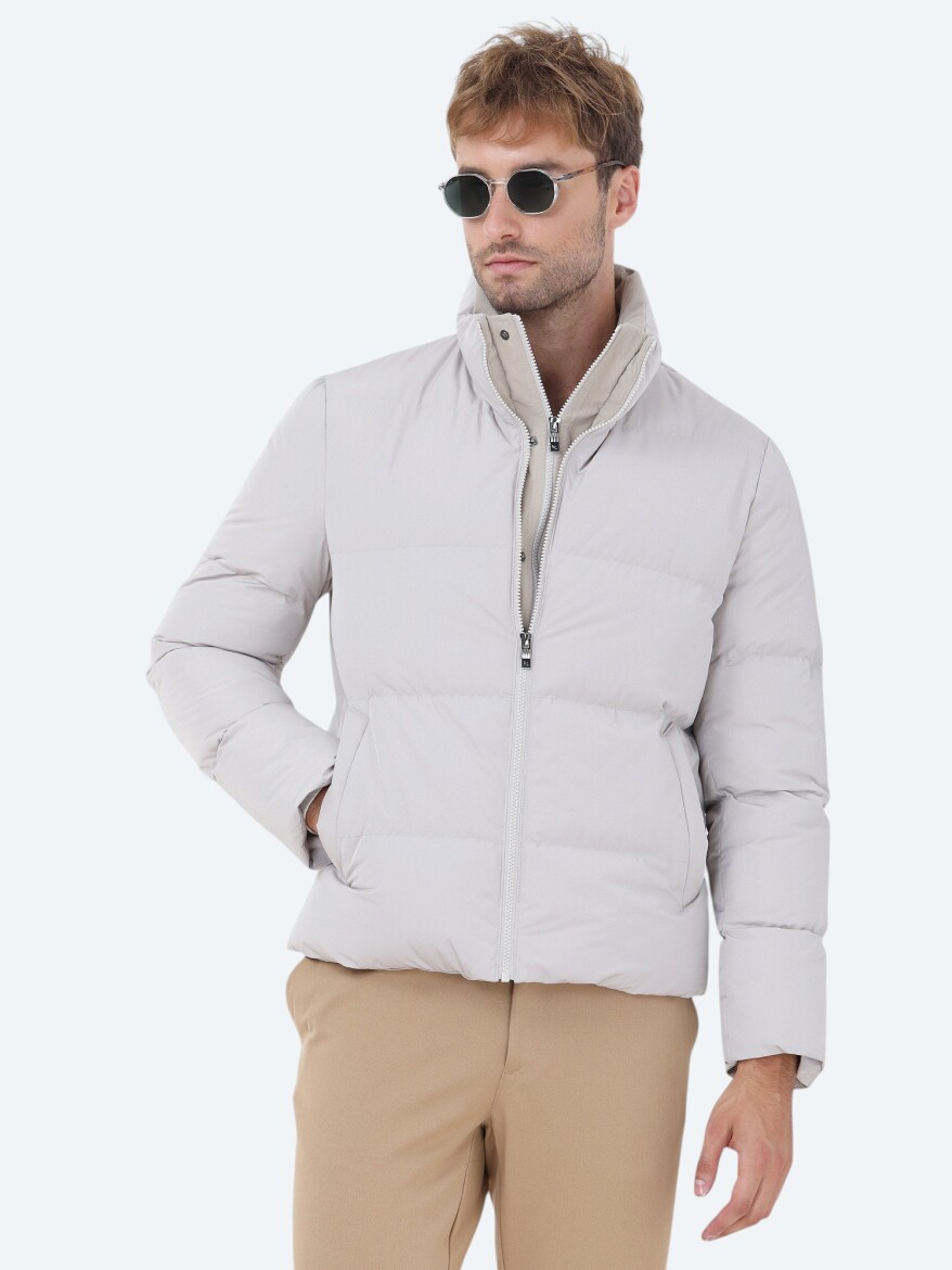 Taş Regular Fit Dik Yaka Casual Dokuma Mont - 1