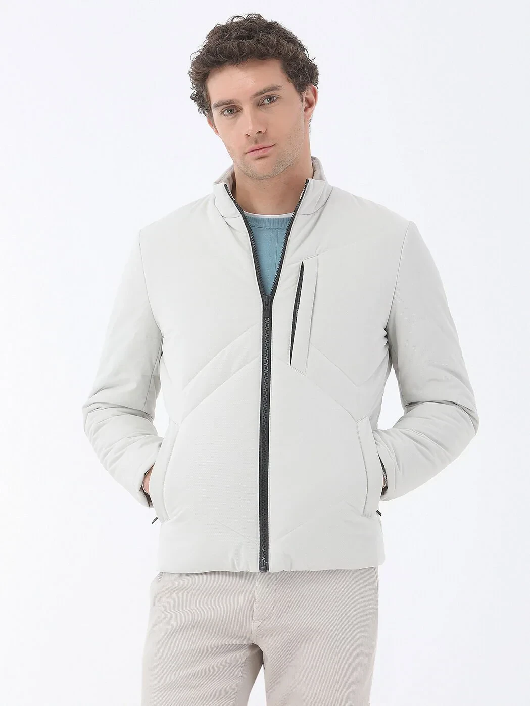 Taş Regular Fit Dik Yaka Casual Dokuma Mont - 3