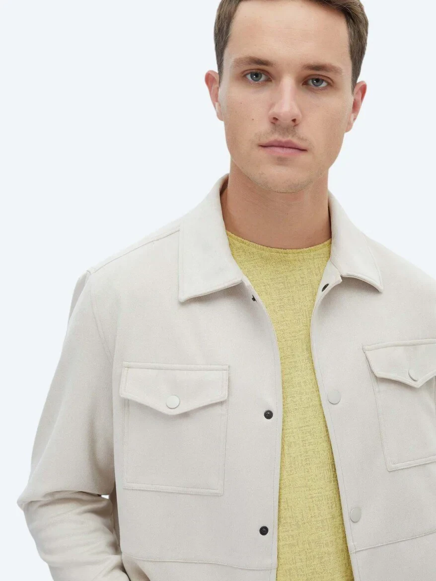 Taş Regular Fit Gömlek Yaka Casual Dokuma Mont - 4