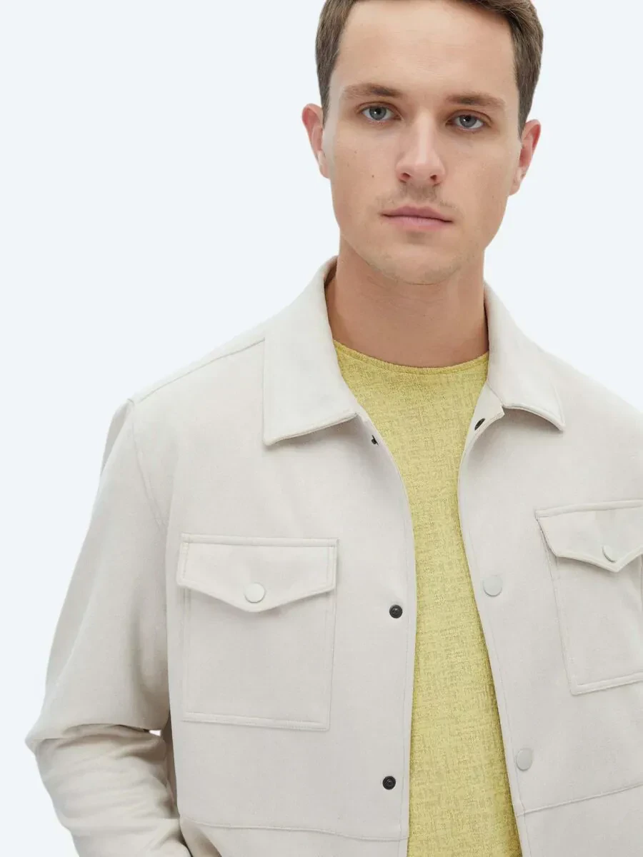 Taş Regular Fit Gömlek Yaka Casual Dokuma Mont - 4