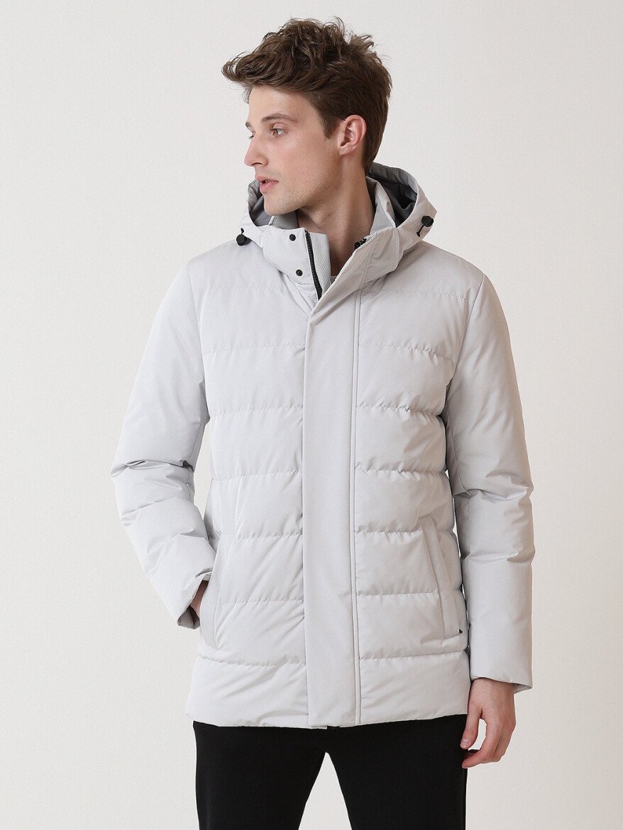 Taş Regular Fit Kapüşonlu Casual Dokuma Kaban - 2