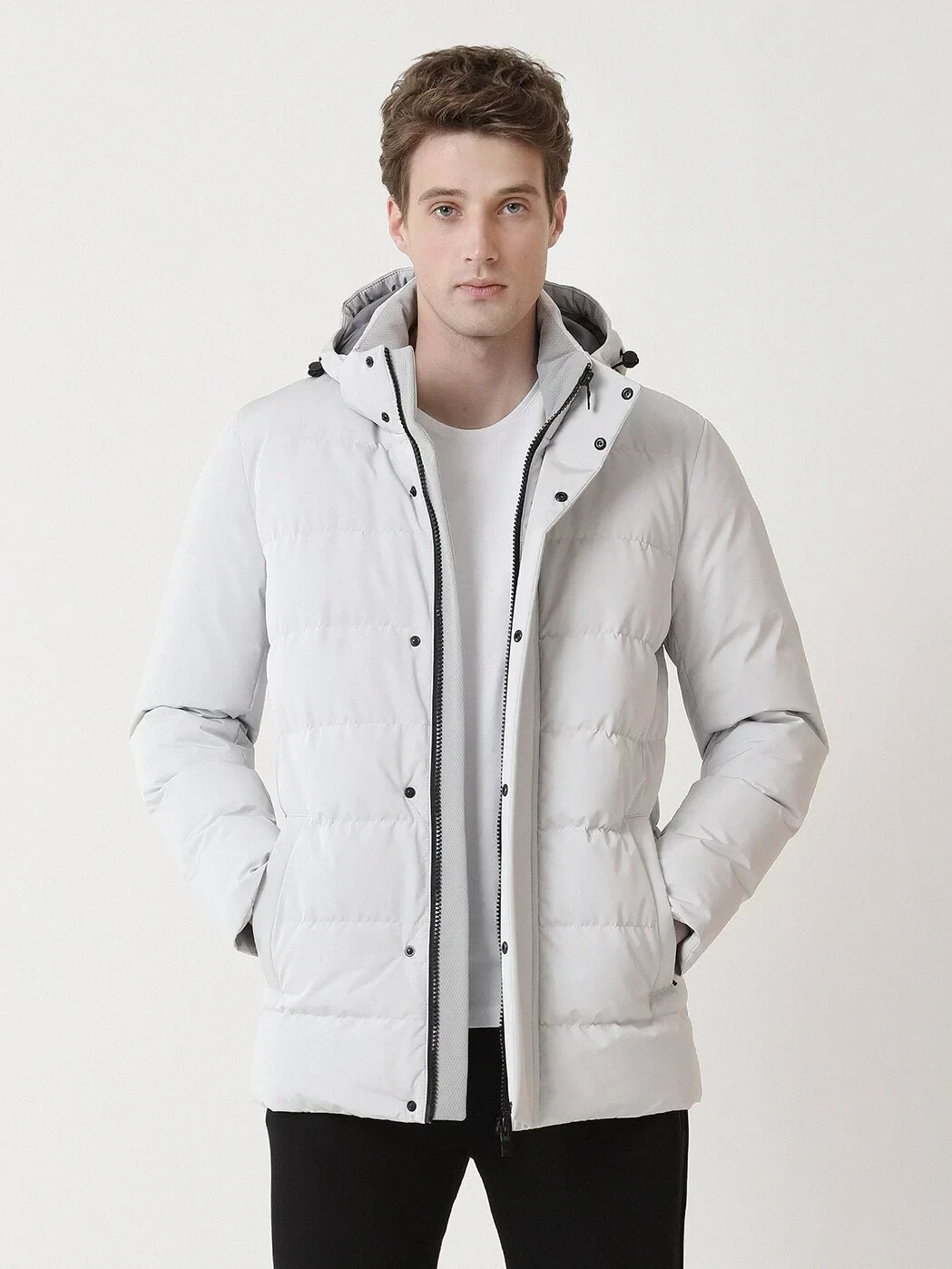 Taş Regular Fit Kapüşonlu Casual Dokuma Kaban - 1