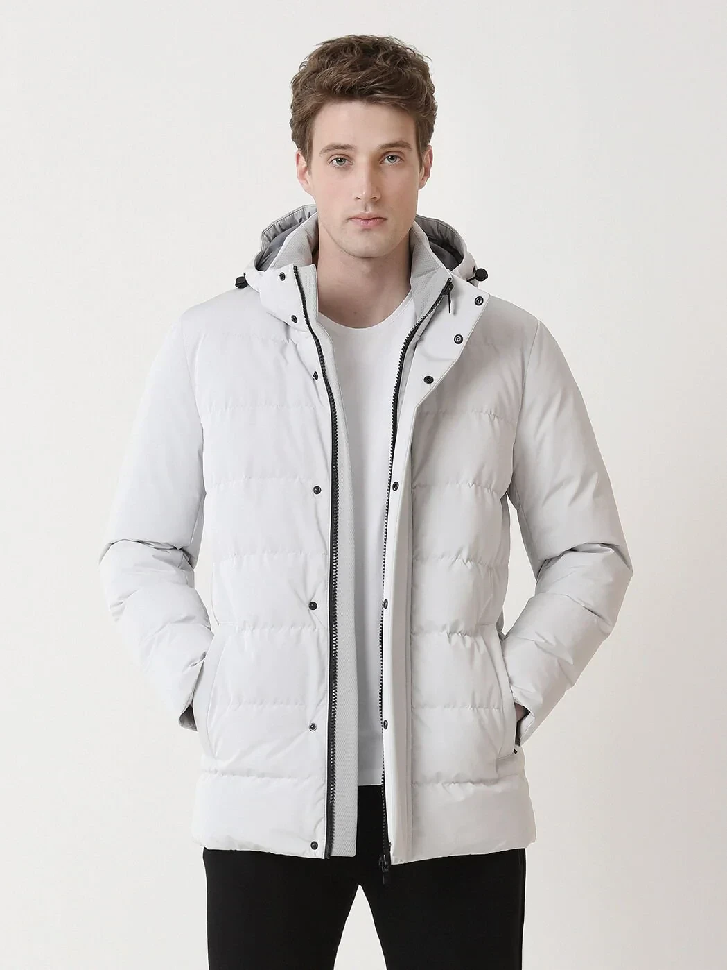 Taş Regular Fit Kapüşonlu Casual Dokuma Kaban - 1