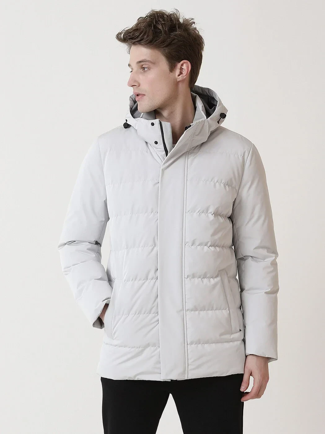 Taş Regular Fit Kapüşonlu Casual Dokuma Kaban - 2
