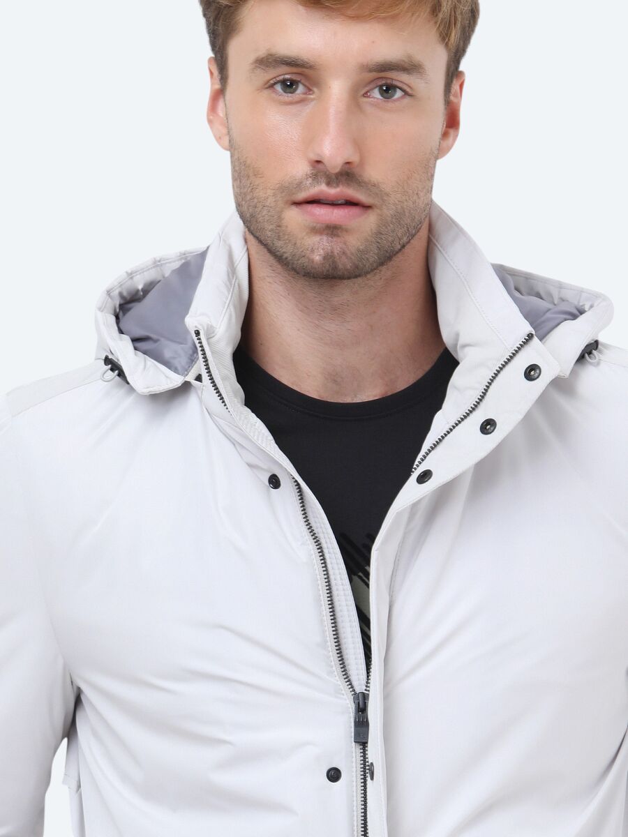 Taş Regular Fit Kapüşonlu Casual Dokuma Kaban - 3
