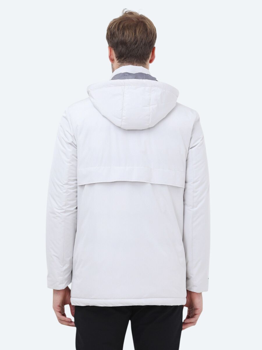Taş Regular Fit Kapüşonlu Casual Dokuma Kaban - 7