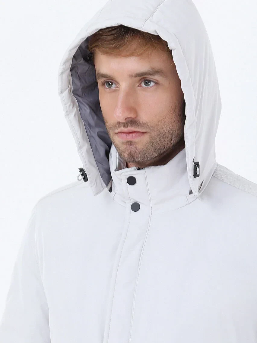 Taş Regular Fit Kapüşonlu Casual Dokuma Kaban - 2