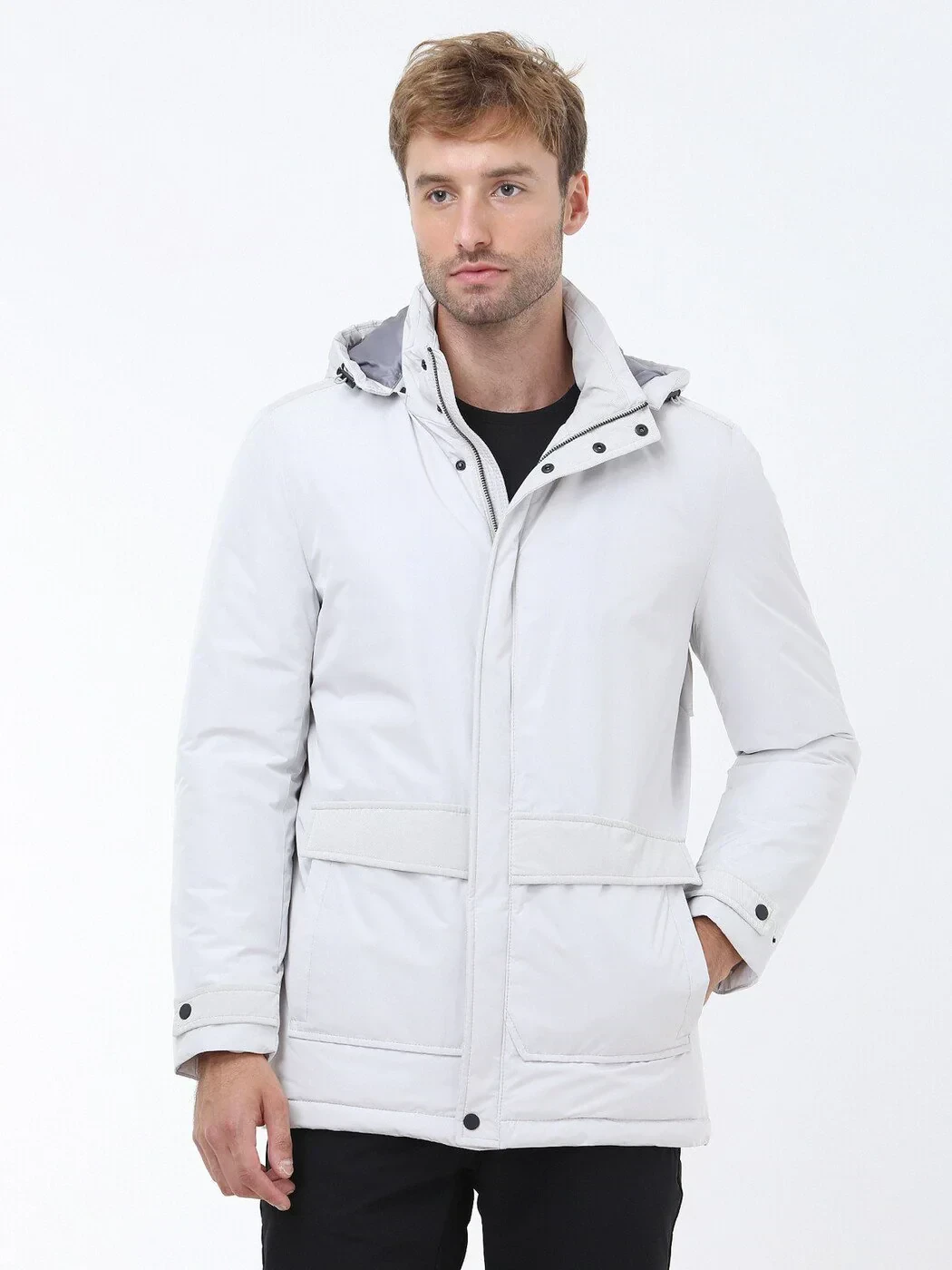 Taş Regular Fit Kapüşonlu Casual Dokuma Kaban - 5