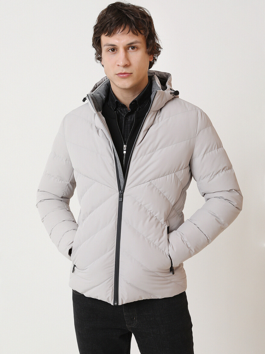 Taş Regular Fit Kapüşonlu Casual Dokuma Mont - 1