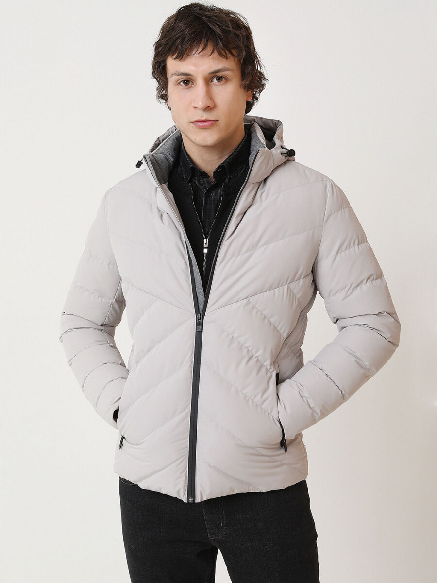 Taş Regular Fit Kapüşonlu Casual Dokuma Mont - 1