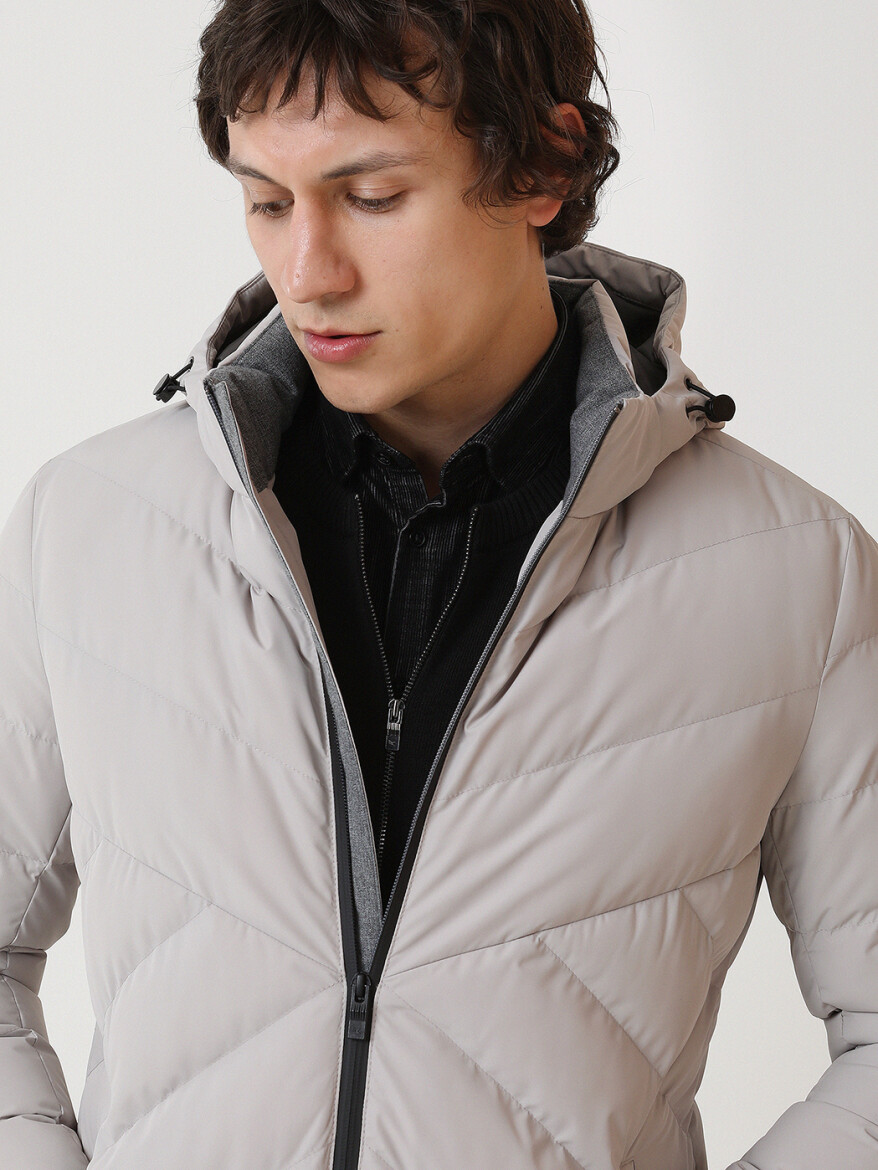 Taş Regular Fit Kapüşonlu Casual Dokuma Mont - 3