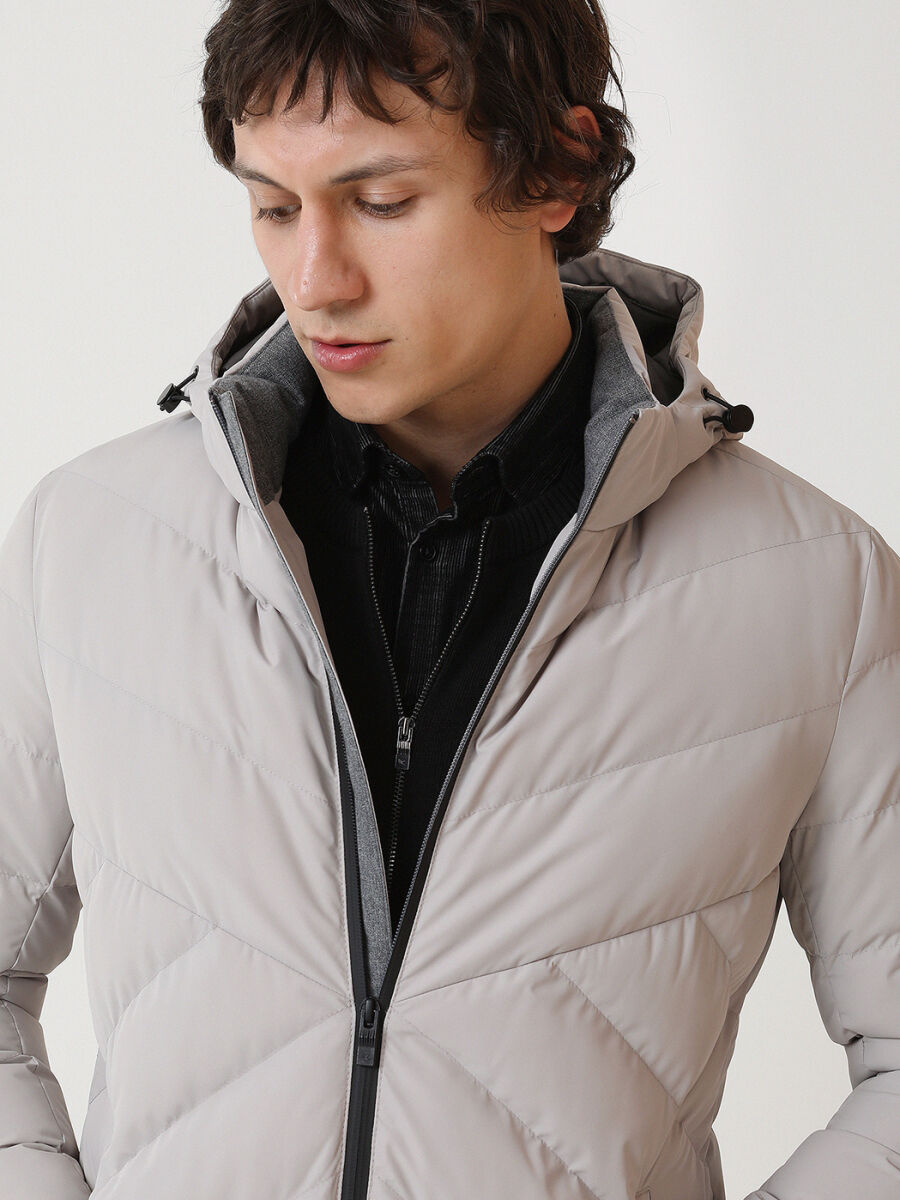 Taş Regular Fit Kapüşonlu Casual Dokuma Mont - 3