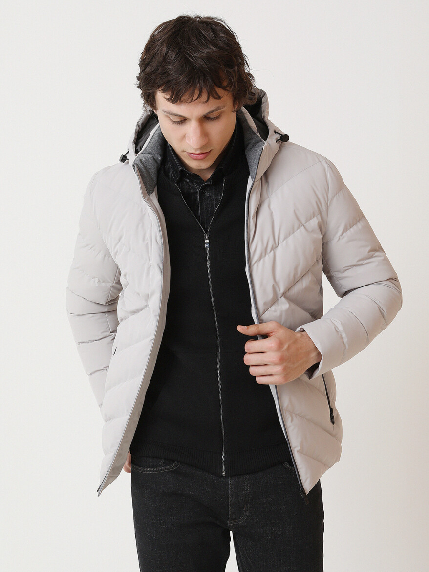 Taş Regular Fit Kapüşonlu Casual Dokuma Mont - 4