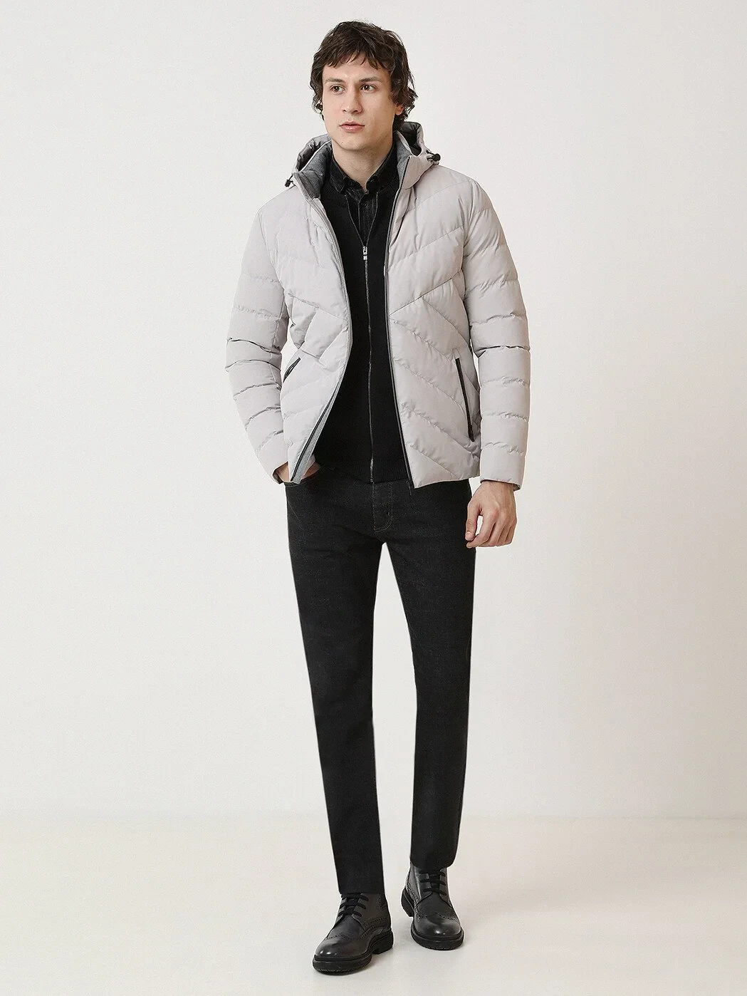 Taş Regular Fit Kapüşonlu Casual Dokuma Mont - 2