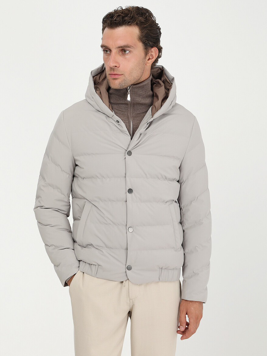 Taş Regular Fit Kapüşonlu Casual Dokuma Mont - 2