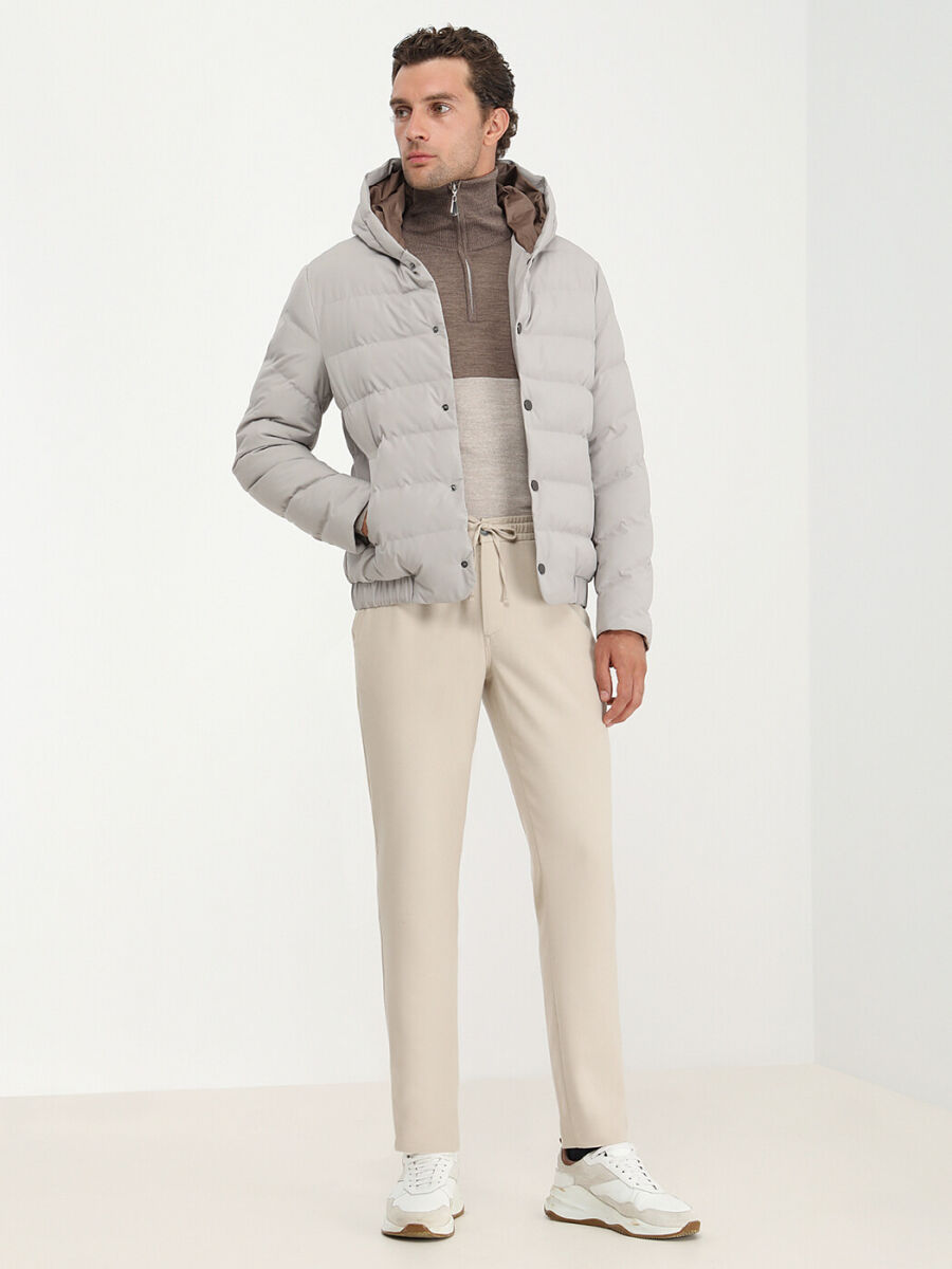 Taş Regular Fit Kapüşonlu Casual Dokuma Mont - 3